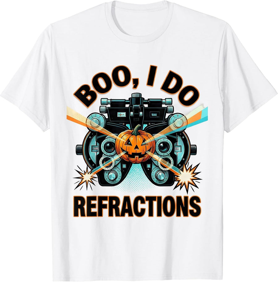 Men's Boo I Do Refractions Pop Art Optometrist Halloween Eye T-Shirt - White