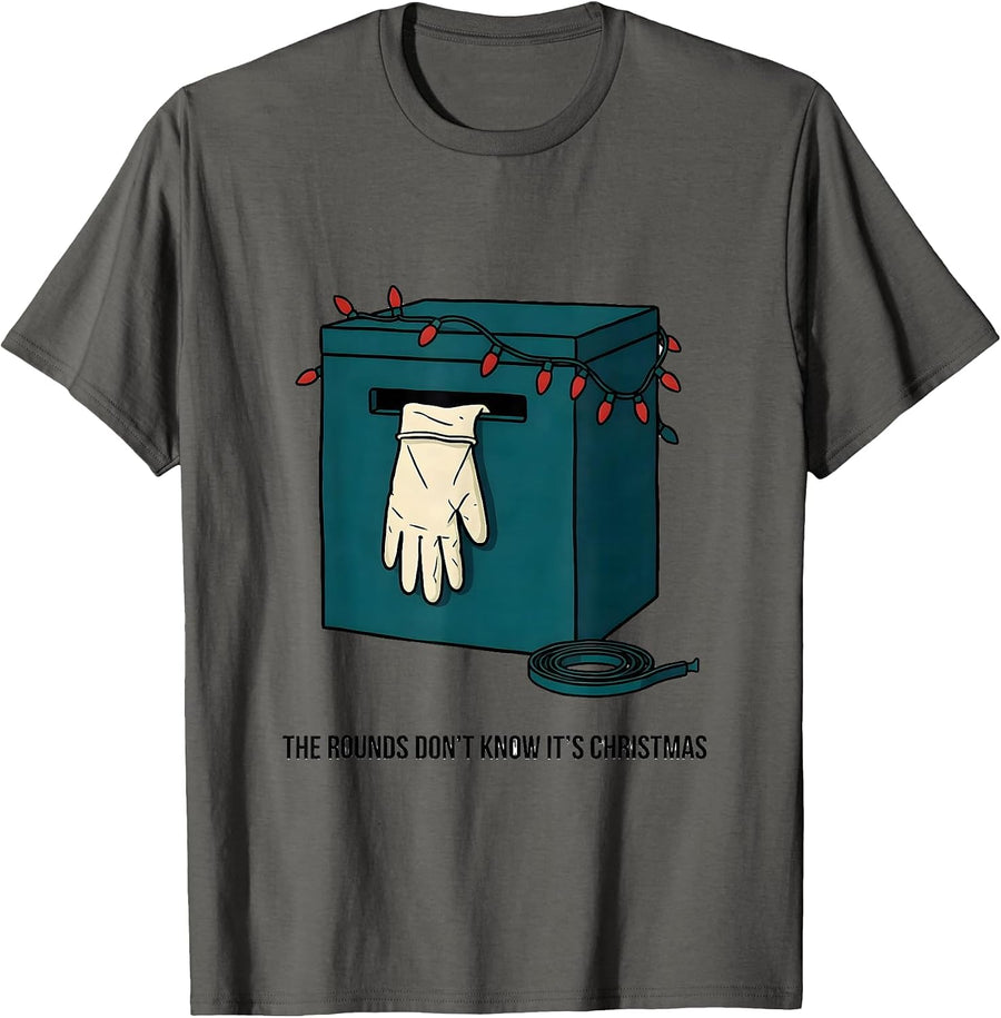 The Rounds Don't Know It's Christmas Funny Phlebotomist T-Shirt - Asphalt Grey