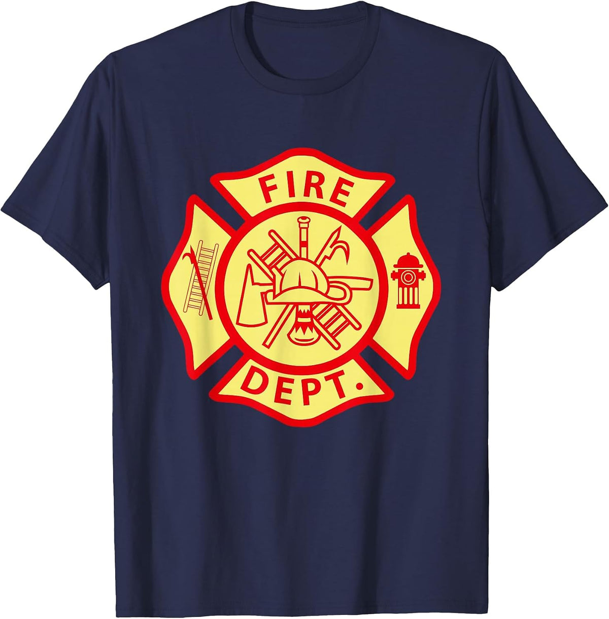 Fire Department Logo Uniform Fireman Symbol Firefighter Gear T-Shirt - Navy Blue