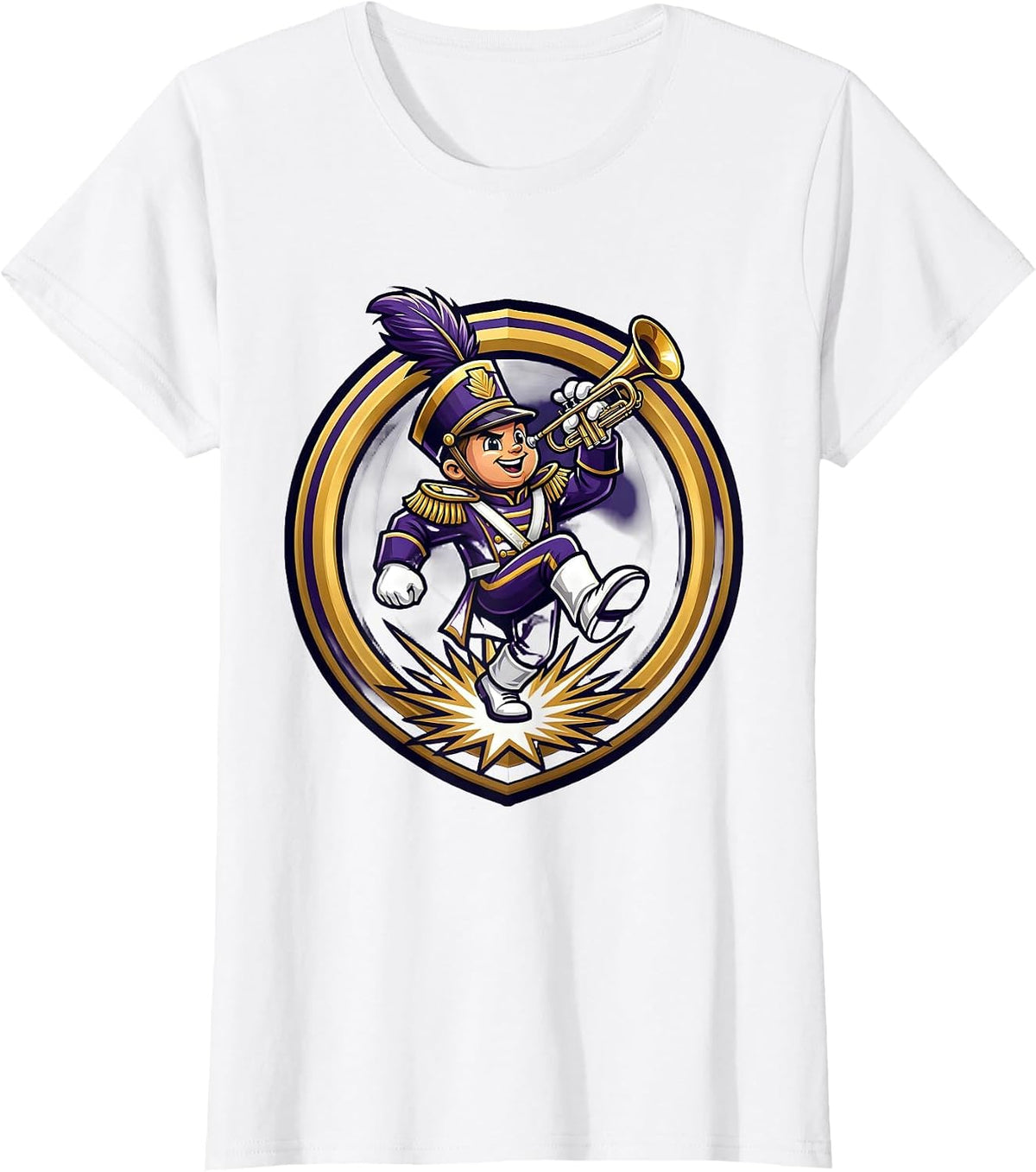 HBCU Kids Trumpet Step Show Illustration T-Shirt - White