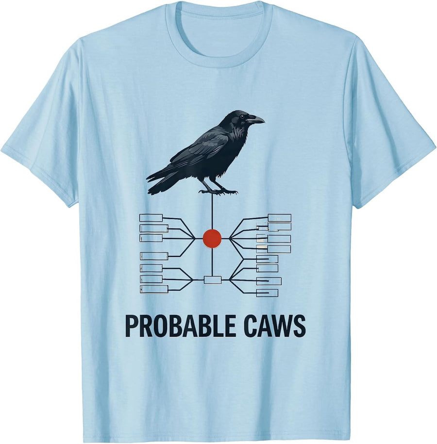 Men's Probable Caws Editorial Conceptual Crow Lover Humor T-Shirt - Baby Blue