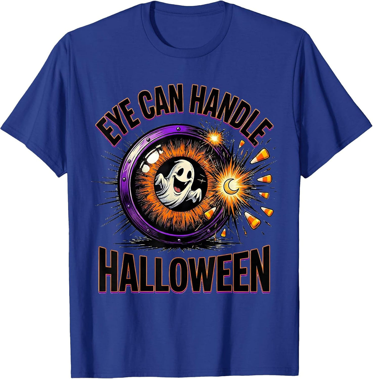 Men's Eye Can Handle Halloween Comic Book Ghost Optometrist T-Shirt - Royal Blue