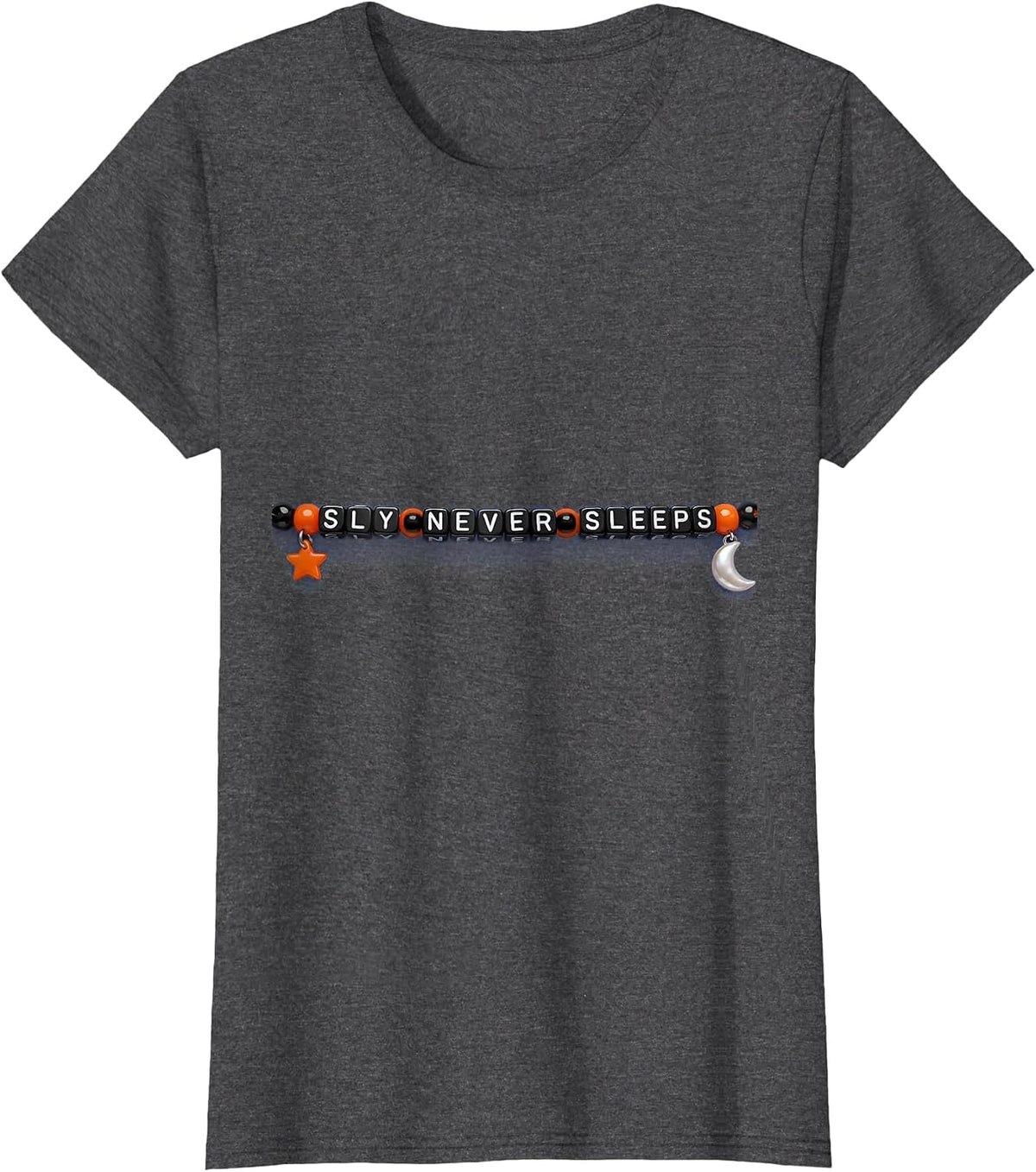 Women's Sly Never Sleeps Fox Graphic Design T-Shirt - Dark Heather Grey