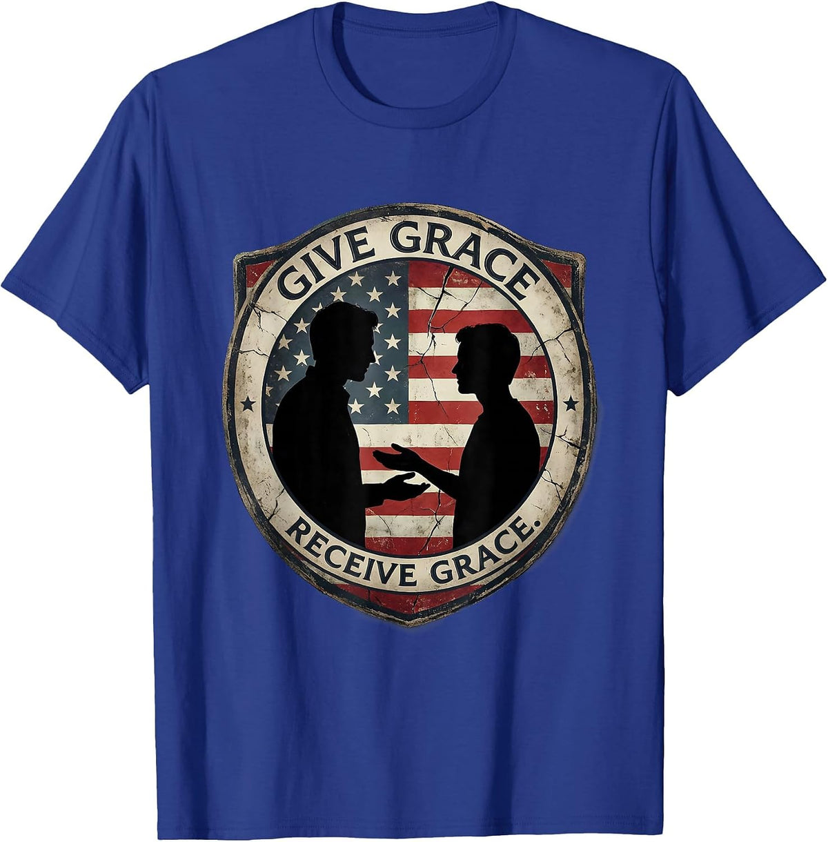 Men's Give Grace Receive Grace Inspirational Design T-Shirt - Royal Blue