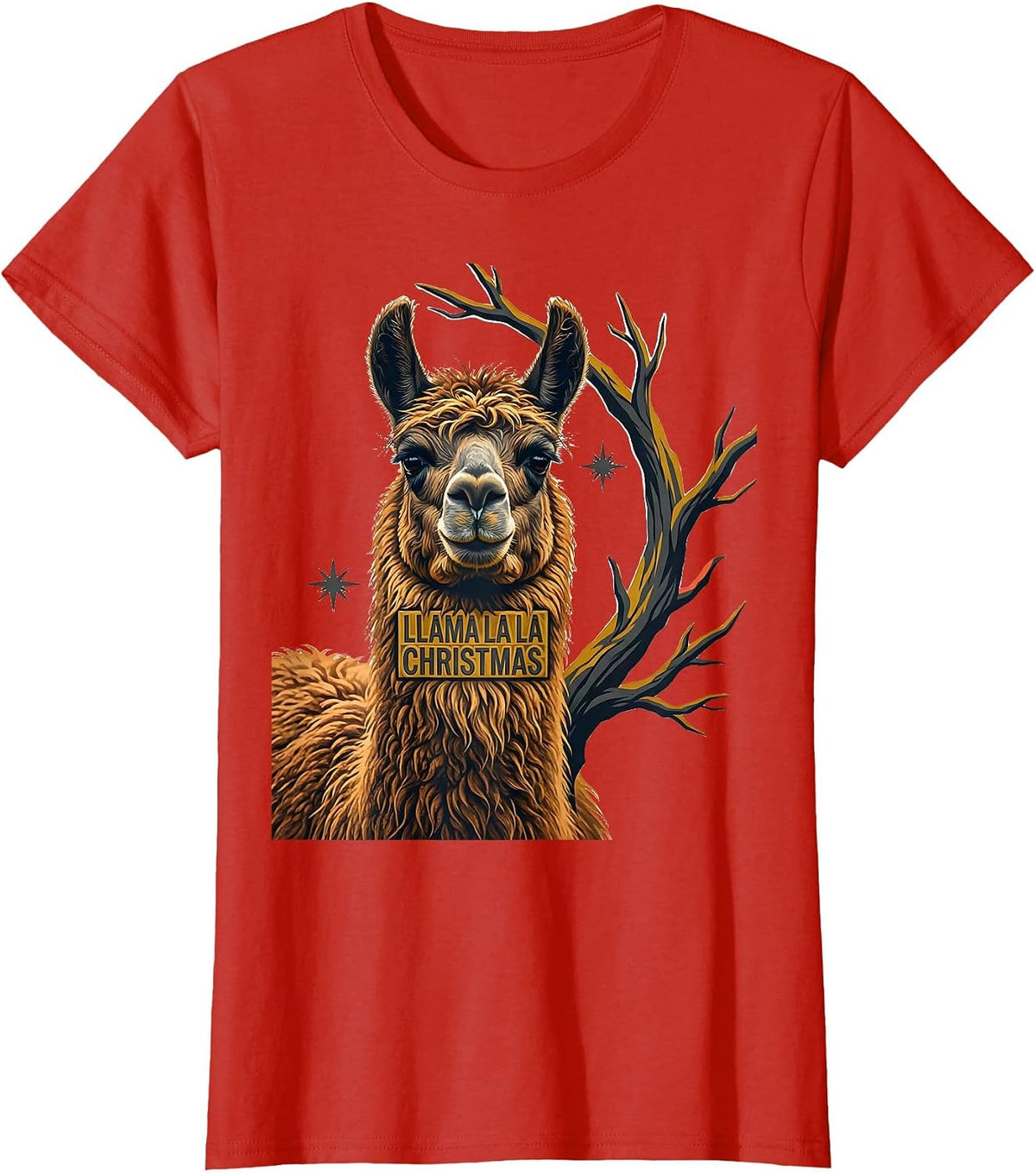 Llama La La Christmas Funny Llama Lover Animal Humor Gift T-Shirt - Red