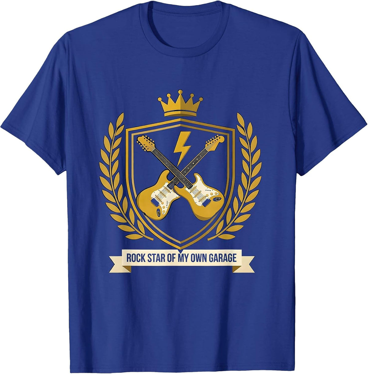 Men's Rock Star Of My Own Garage Funny Rock Fan Heavy Metal Emblem T-Shirt - Royal Blue