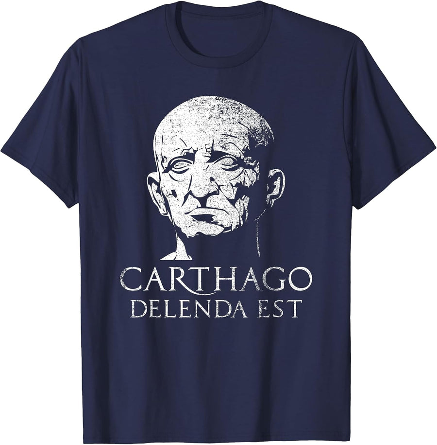 Carthago Delenda Est Cato The Elder Quote T-Shirt - Navy Blue