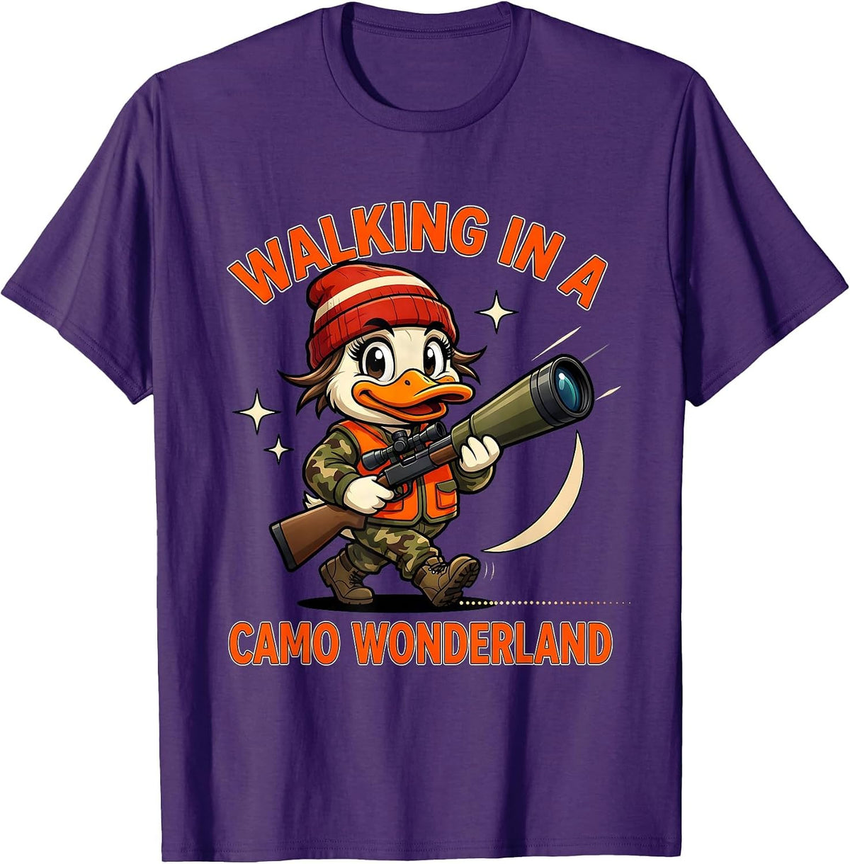 Men's WALKING IN A CAMO WONDERLAND Funny Duck Hunter Christmas T-Shirt - Purple