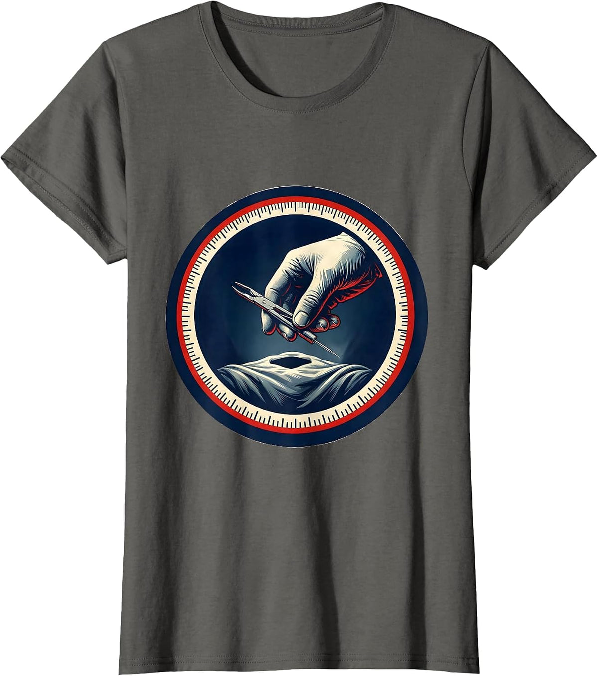 Women's Surgical Tech Emblem Medical Scrub Tech Pride T-Shirt - Asphalt Grey