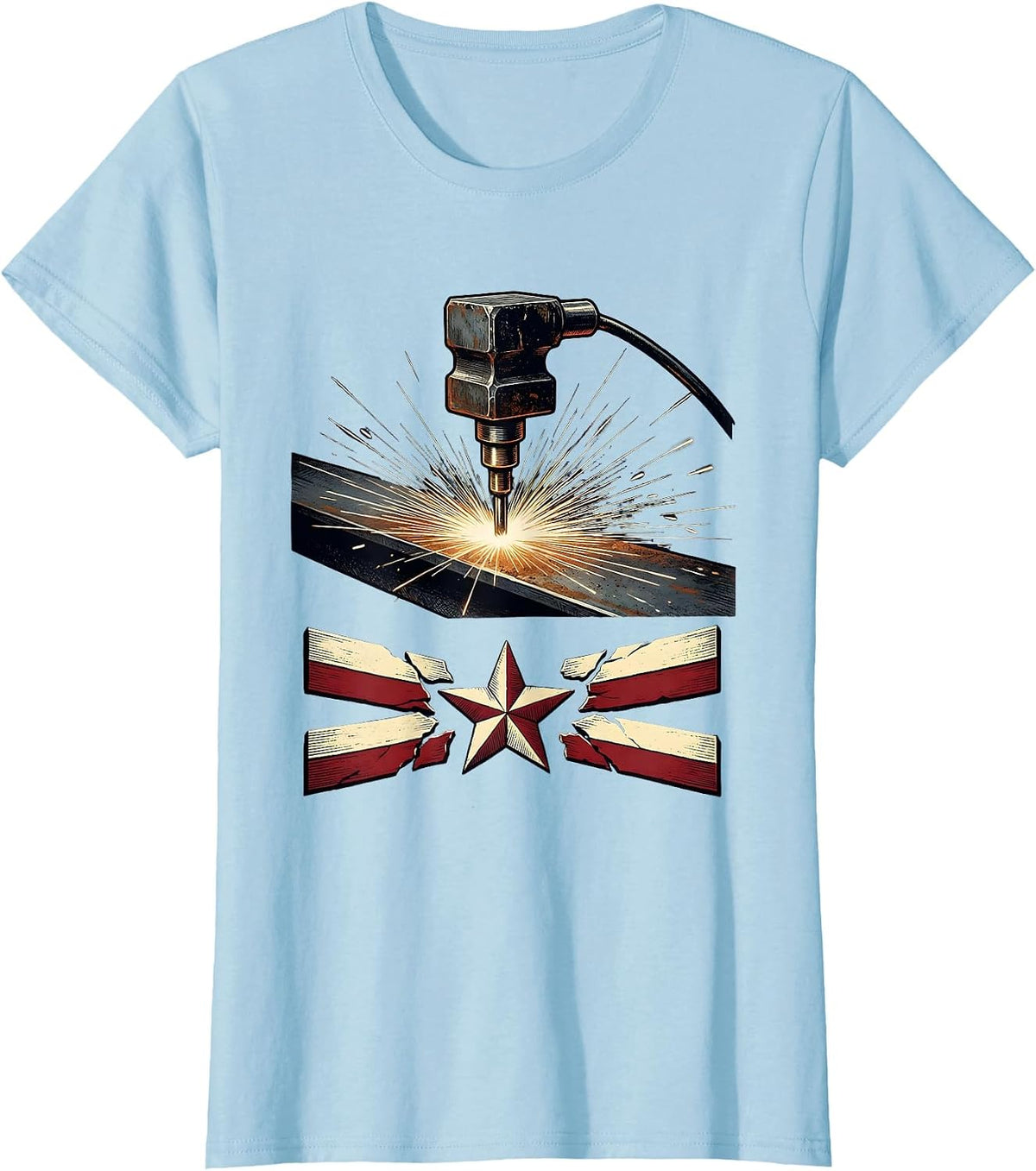 Welding Electrode Holder Patriotic Oilfield Worker Pride T-Shirt - Baby Blue