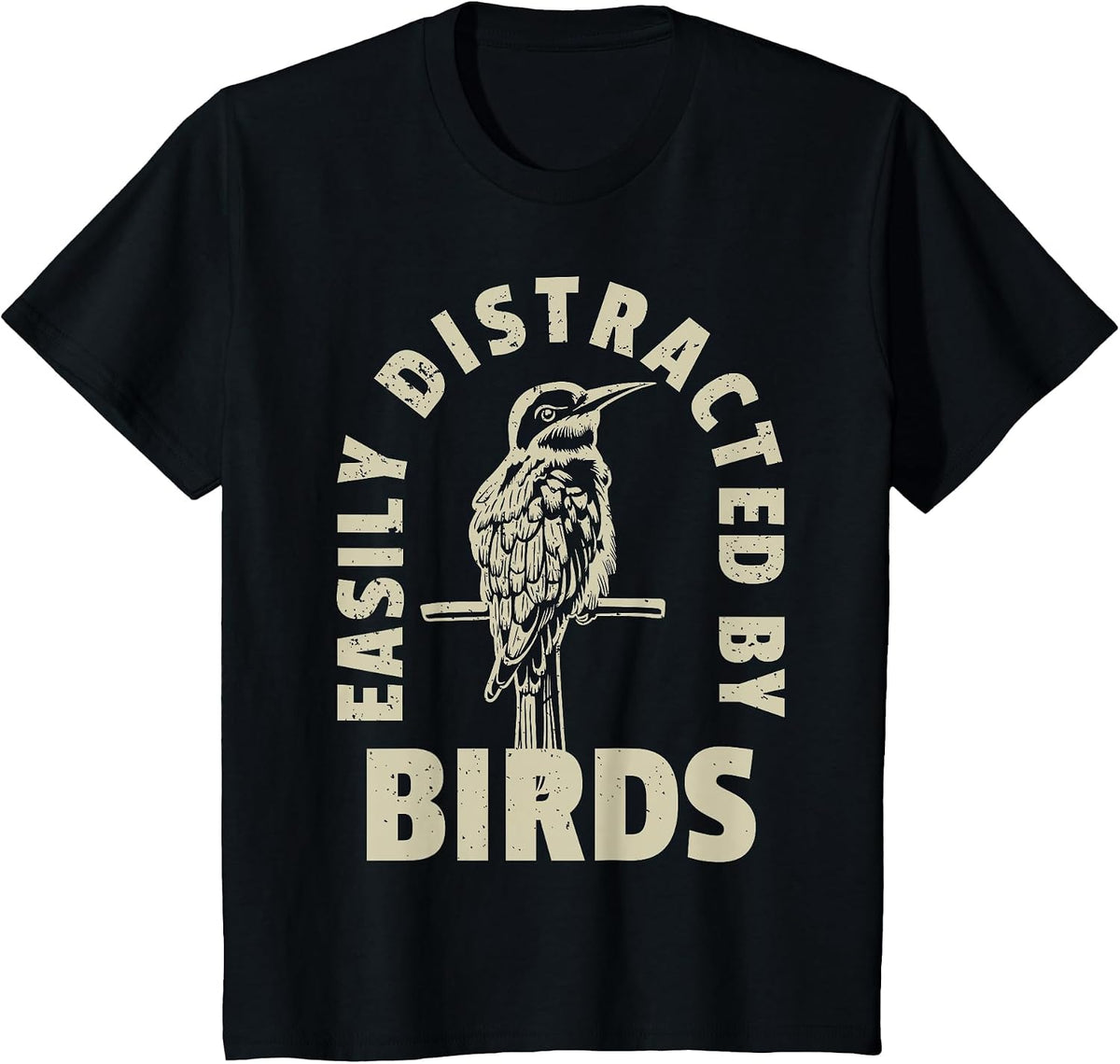 Easily Distracted By Birds T-Shirt - Black