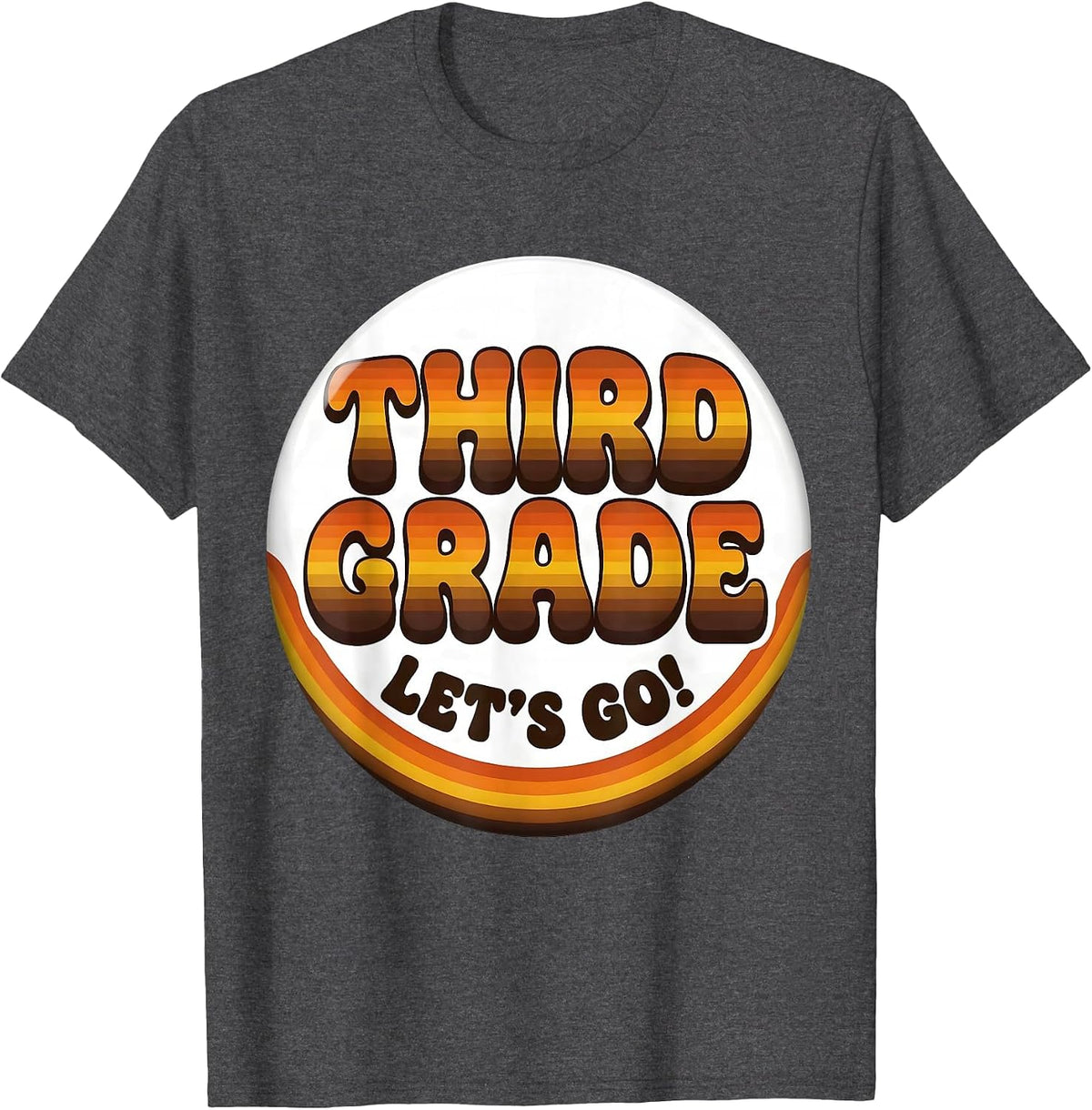 Men's Third Grade Let's Go Retro 70s Back to School Teacher T-Shirt - Dark Heather Grey
