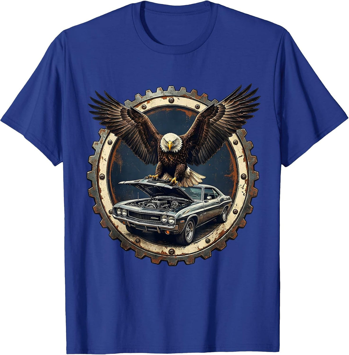 Men's Valley Forge Automotive Eagle Lifted Hood Graphic T-Shirt - Royal Blue