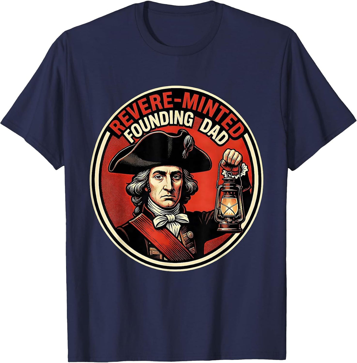 Men's Revere-Minted Founding Dad Pop Art Funny History Teacher 4th T-Shirt - Navy Blue