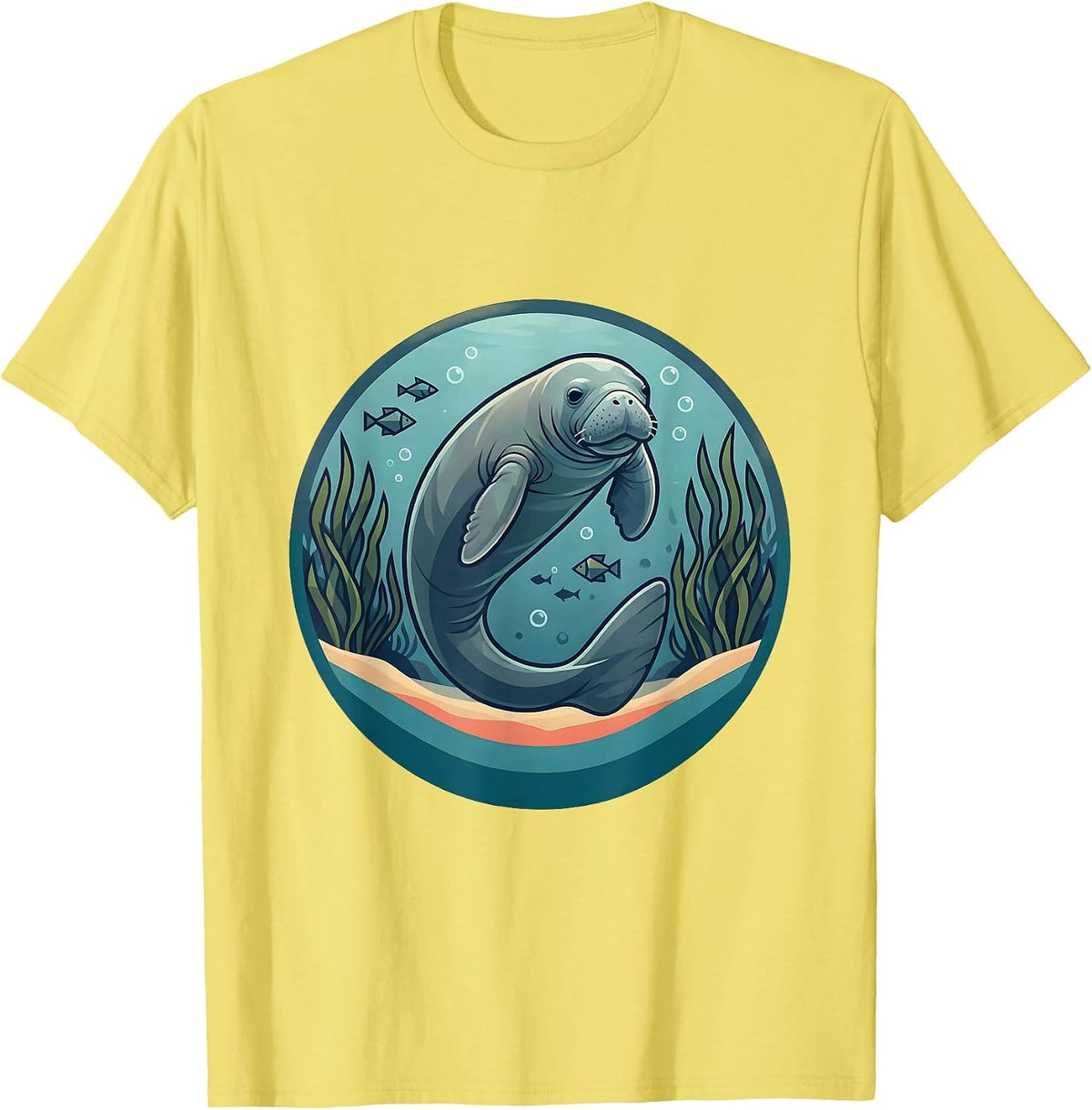 Men's Belize Manatee Seagrass Illustration T-Shirt - Lemon Yellow