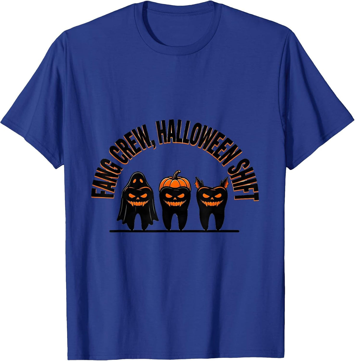 Fang Crew Halloween Shift Funny Dentist Dental Hygienist T-Shirt - Royal Blue