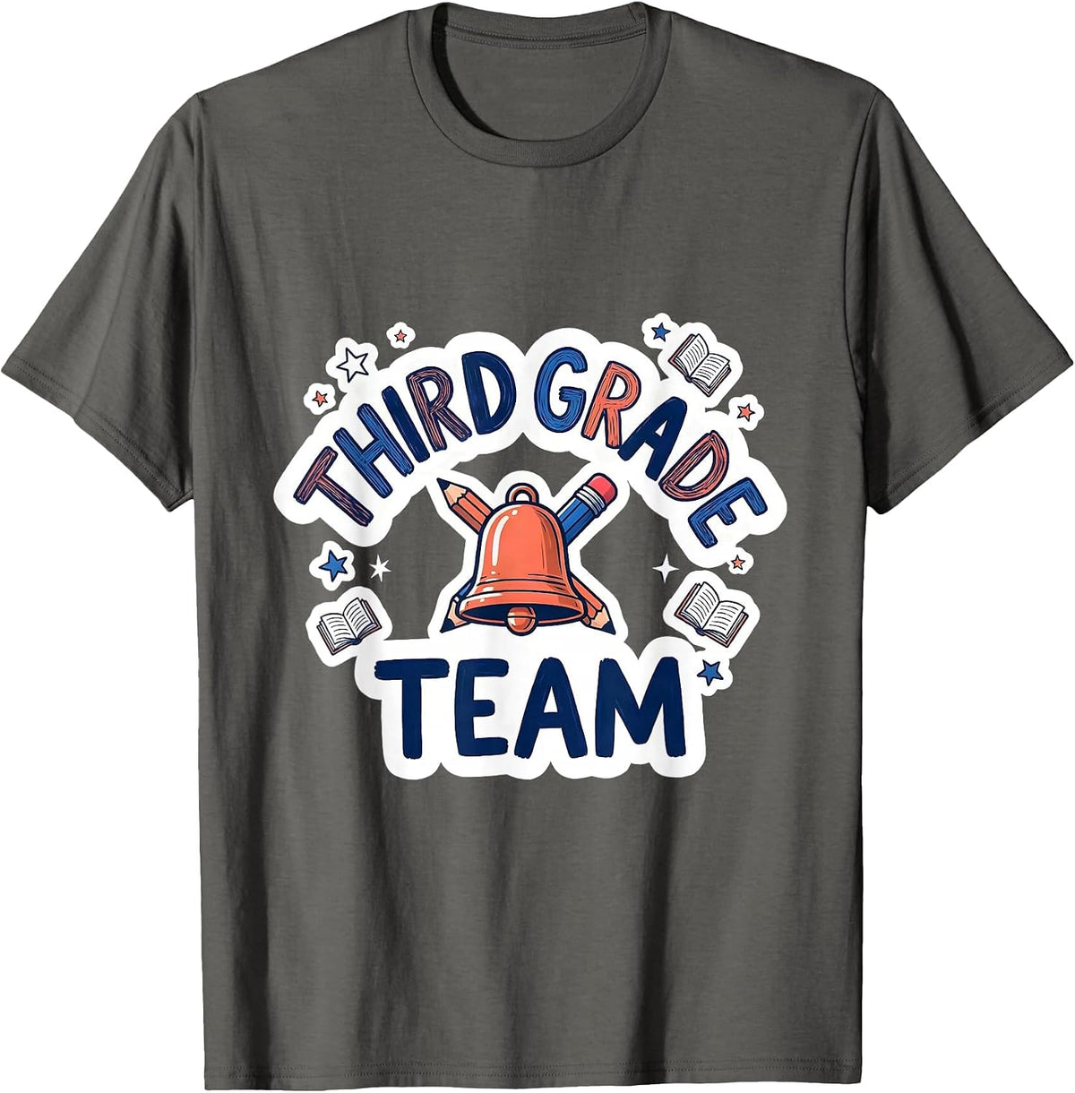 Third Grade Team Playful Back to School Teacher Student T-Shirt - Asphalt Grey