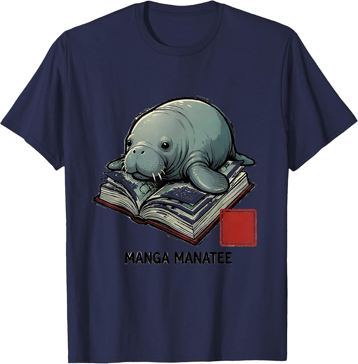 Men's Manga Manatee Kawaii Anime Fan Gift Chibi T-Shirt - Navy Blue