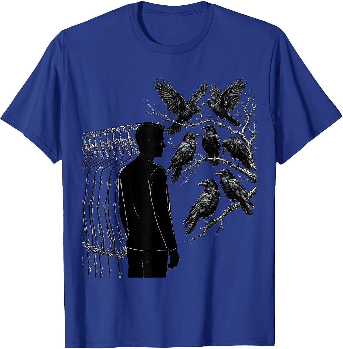 Men's Crow Murder Dark Humor Gothic Bird Lover Halloween T-Shirt - Royal Blue