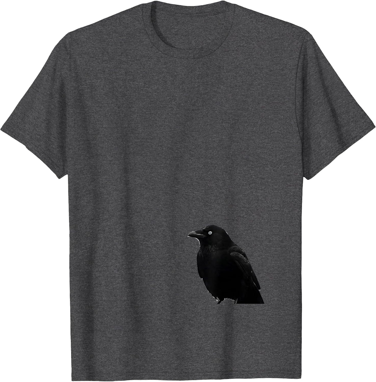 Black Crow Silhouette Gothic Humor Dark Bird Novelty T-Shirt - Dark Heather Grey