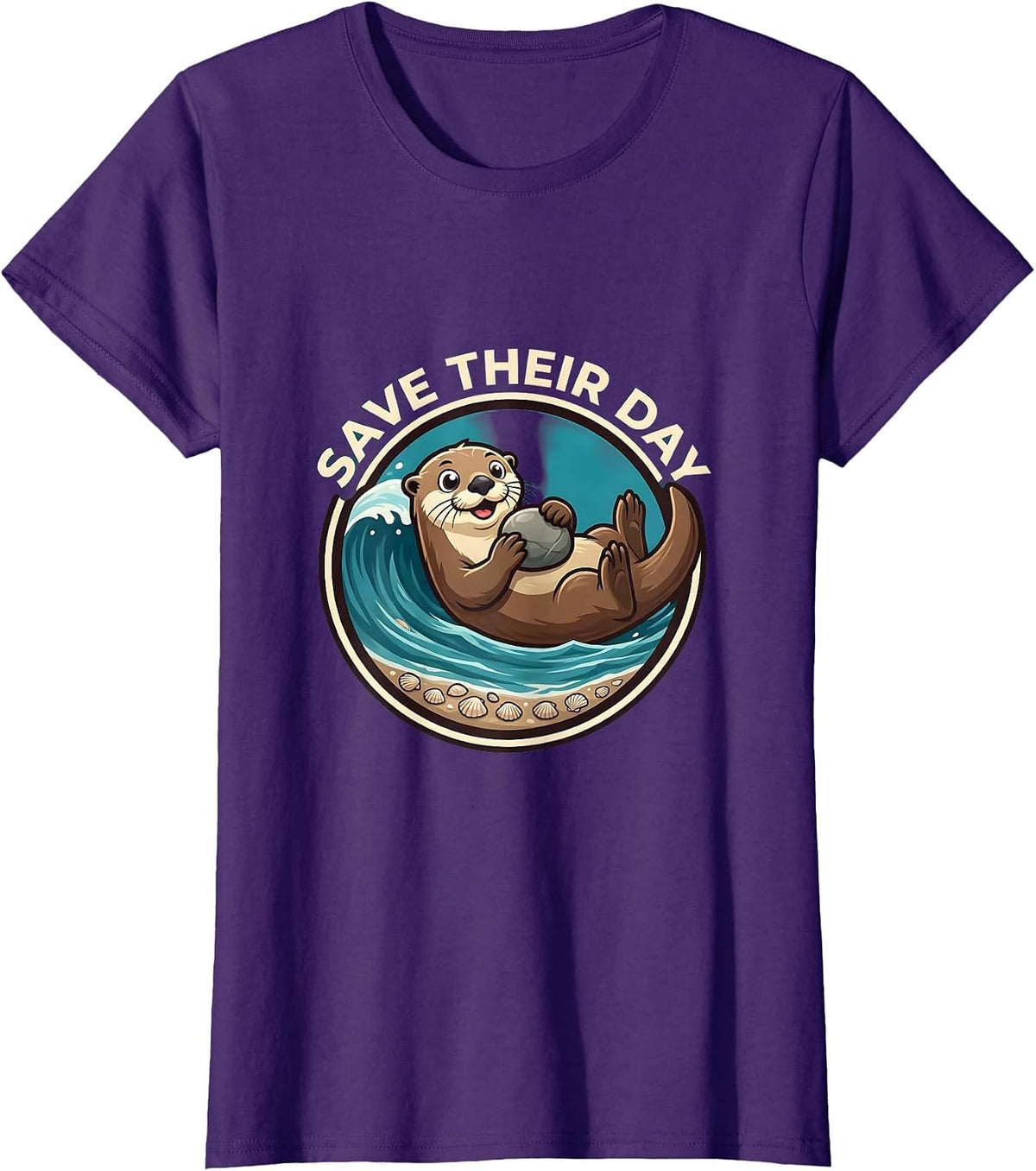 Save Their Day Funny Sea Otter Awareness Week Animal Lover T-Shirt - Purple