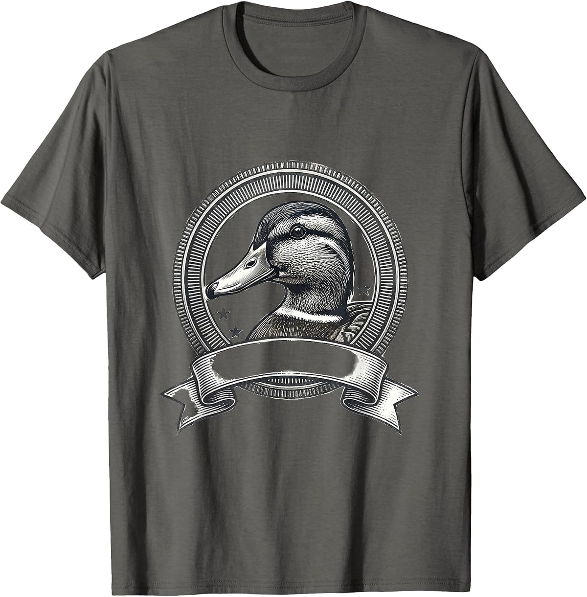 Pressed Seal Mallard Duck Hunter Badge Humor Gift T-Shirt - Asphalt Grey