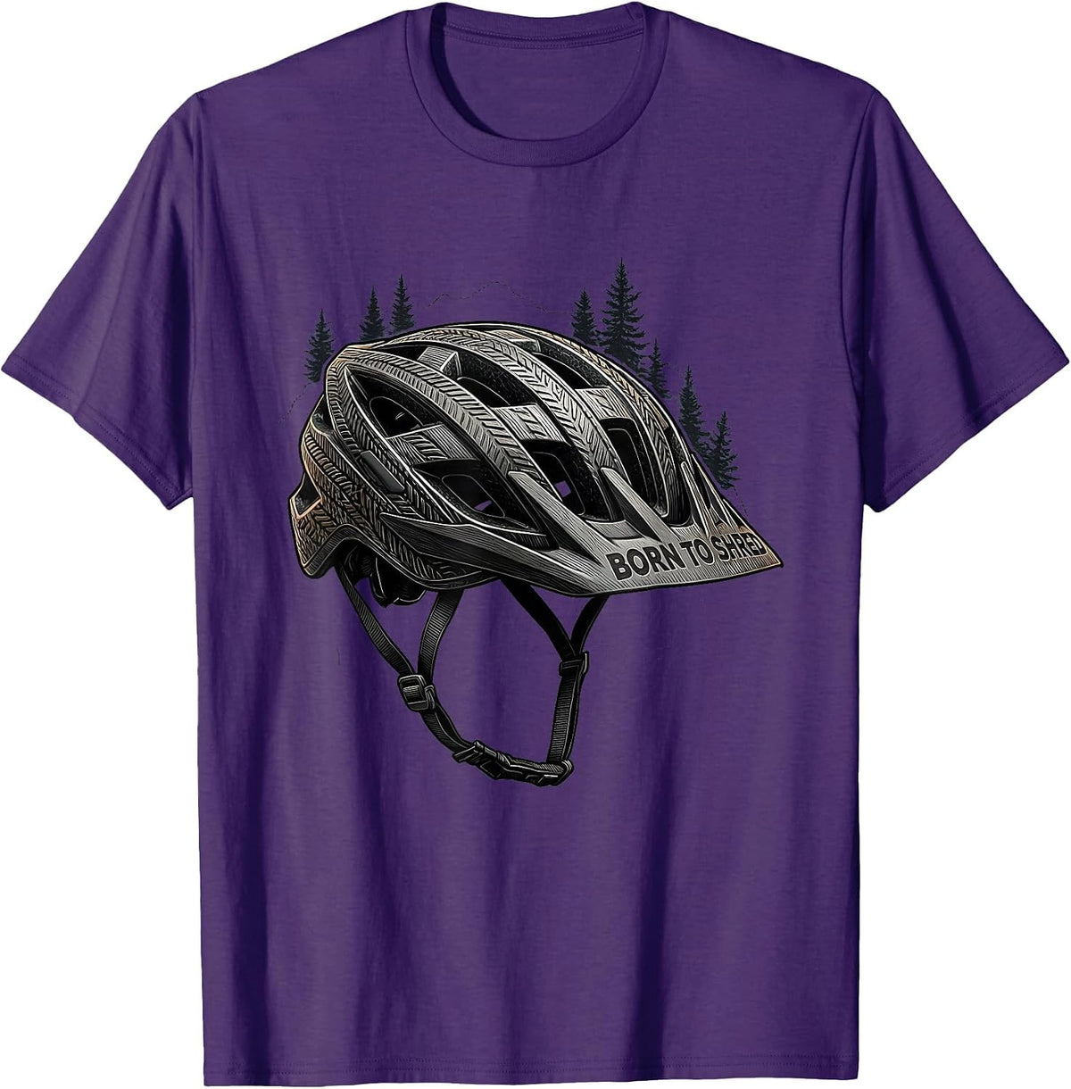 Born to Shred Mountain Bike Graphic Design T-Shirt - Purple