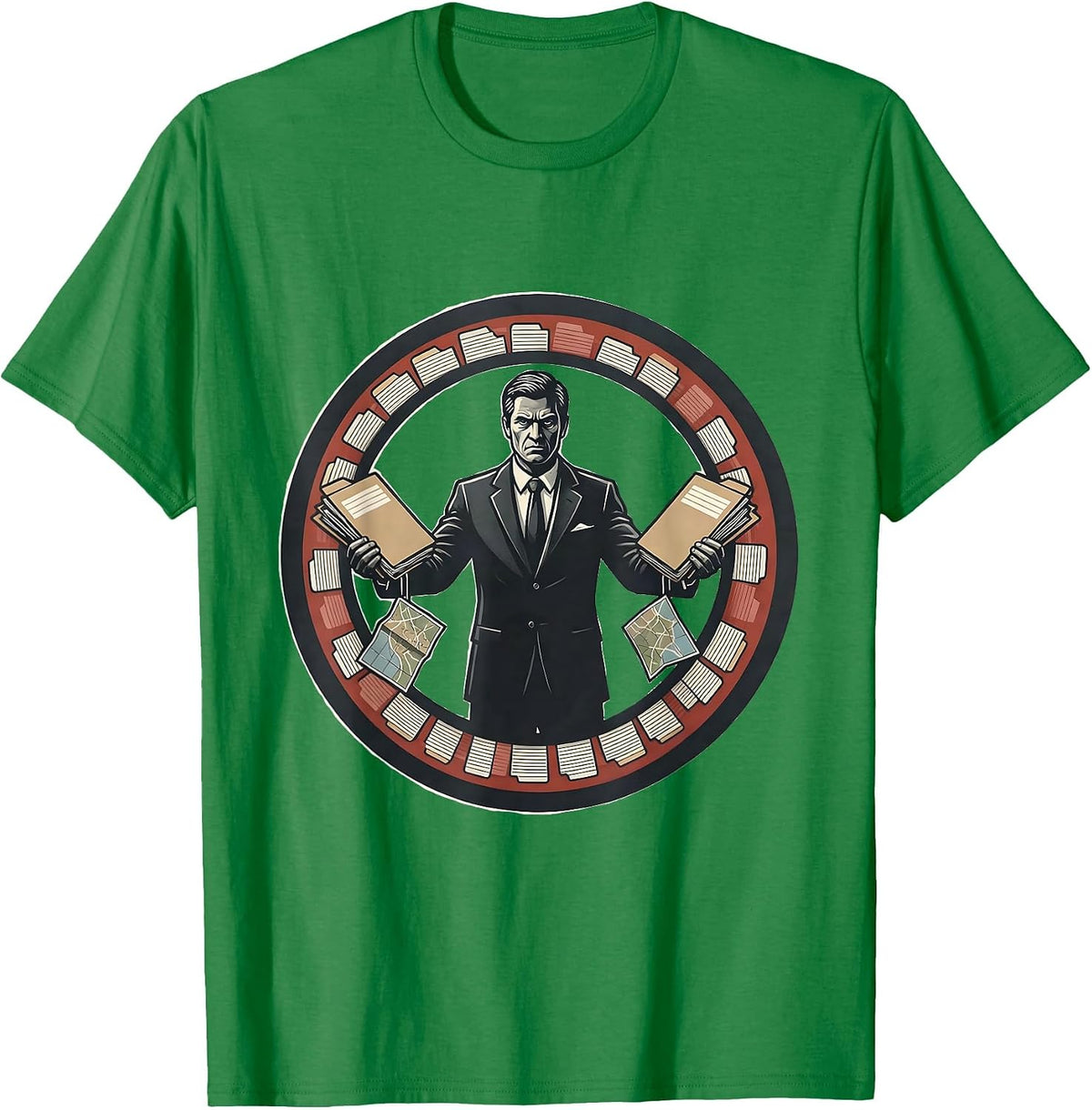 Men's Teacher Badge Stencil Graphic History Humor T-Shirt - Kelly Green