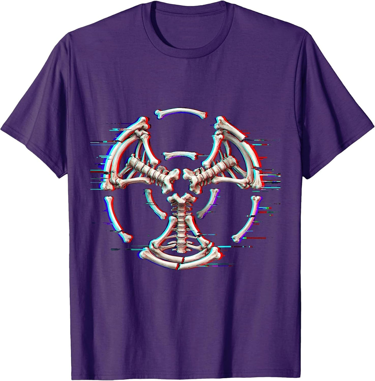 Radiation Symbol Intertwined Bones Radiology Design T-Shirt - Purple