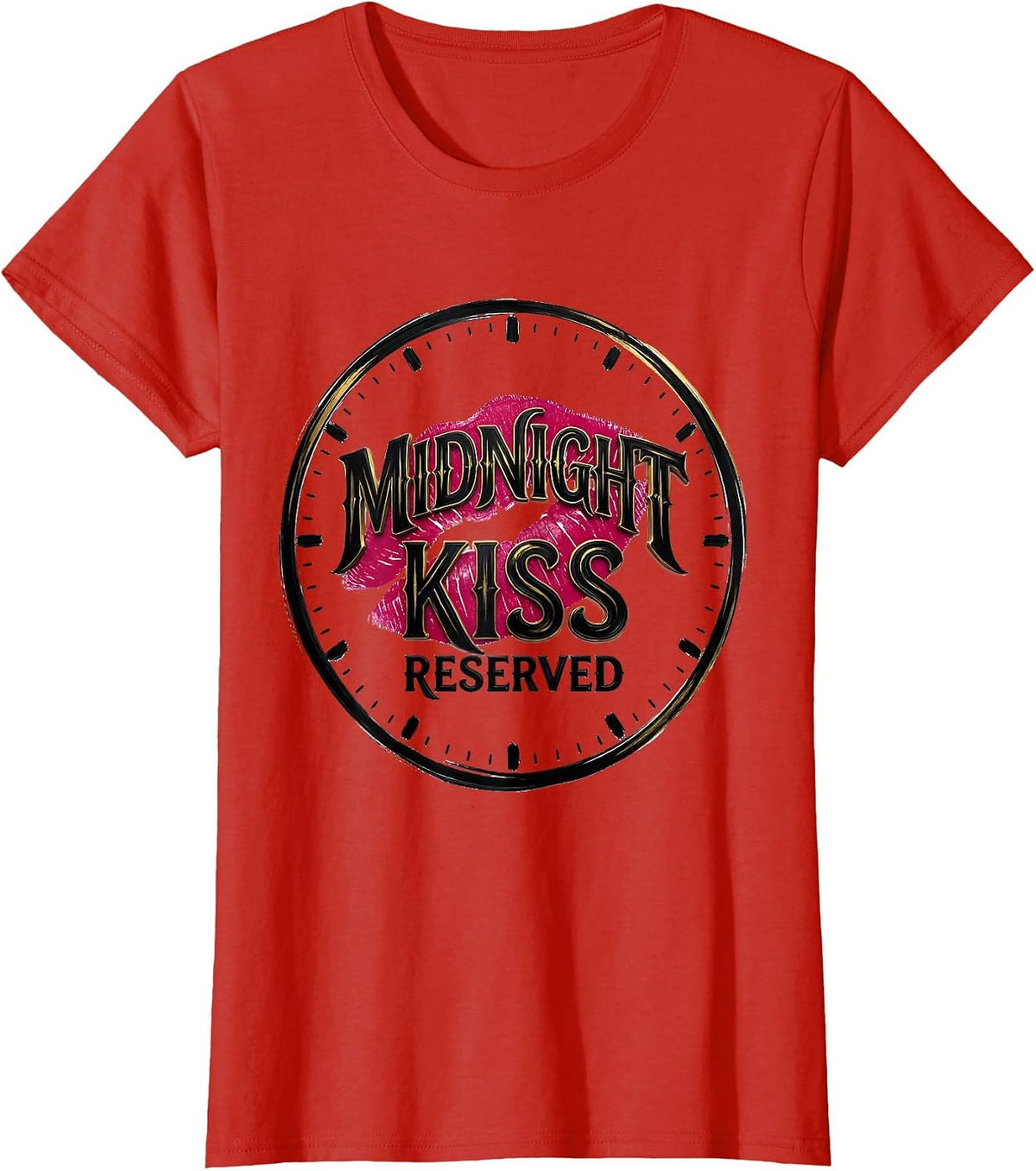 Midnight Kiss Reserved Flirty Playful New Year's Eve Party T-Shirt - Red