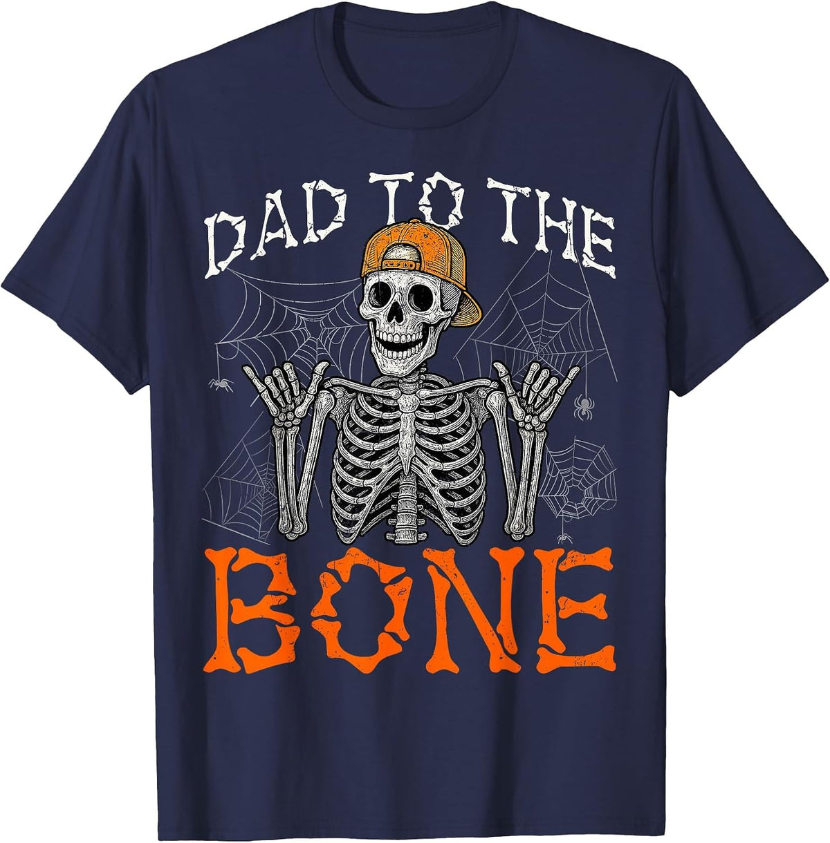 Funny Rock Dad to The Bone Skeleton Halloween Costumes Men T-Shirt - Navy Blue