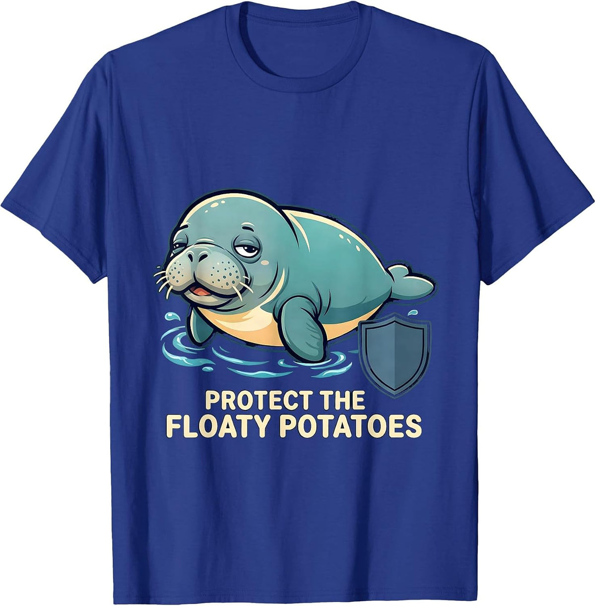 Protect The Floaty Potatoes Funny Manatee Lover Wildlife T-Shirt - Royal Blue