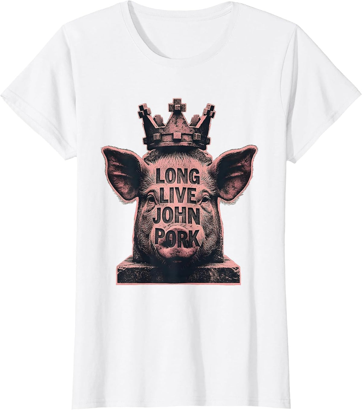 Women's Long Live John Pork Meme Tribute Design T-Shirt - White