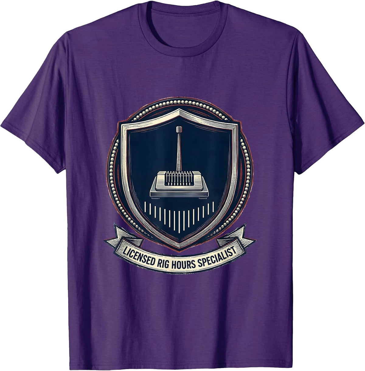 Licensed Rig Hours Specialist Funny Ham Radio Operator Humor T-Shirt - Purple