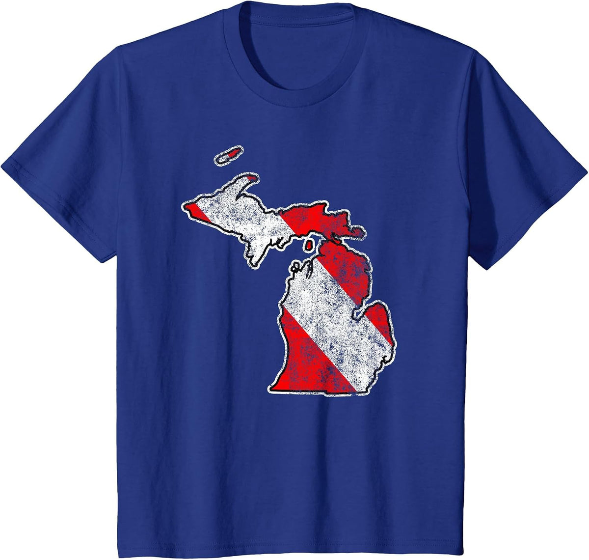 Vintage Michigan Scuba Dive Flag Map Diving Diver T-Shirt - Royal Blue