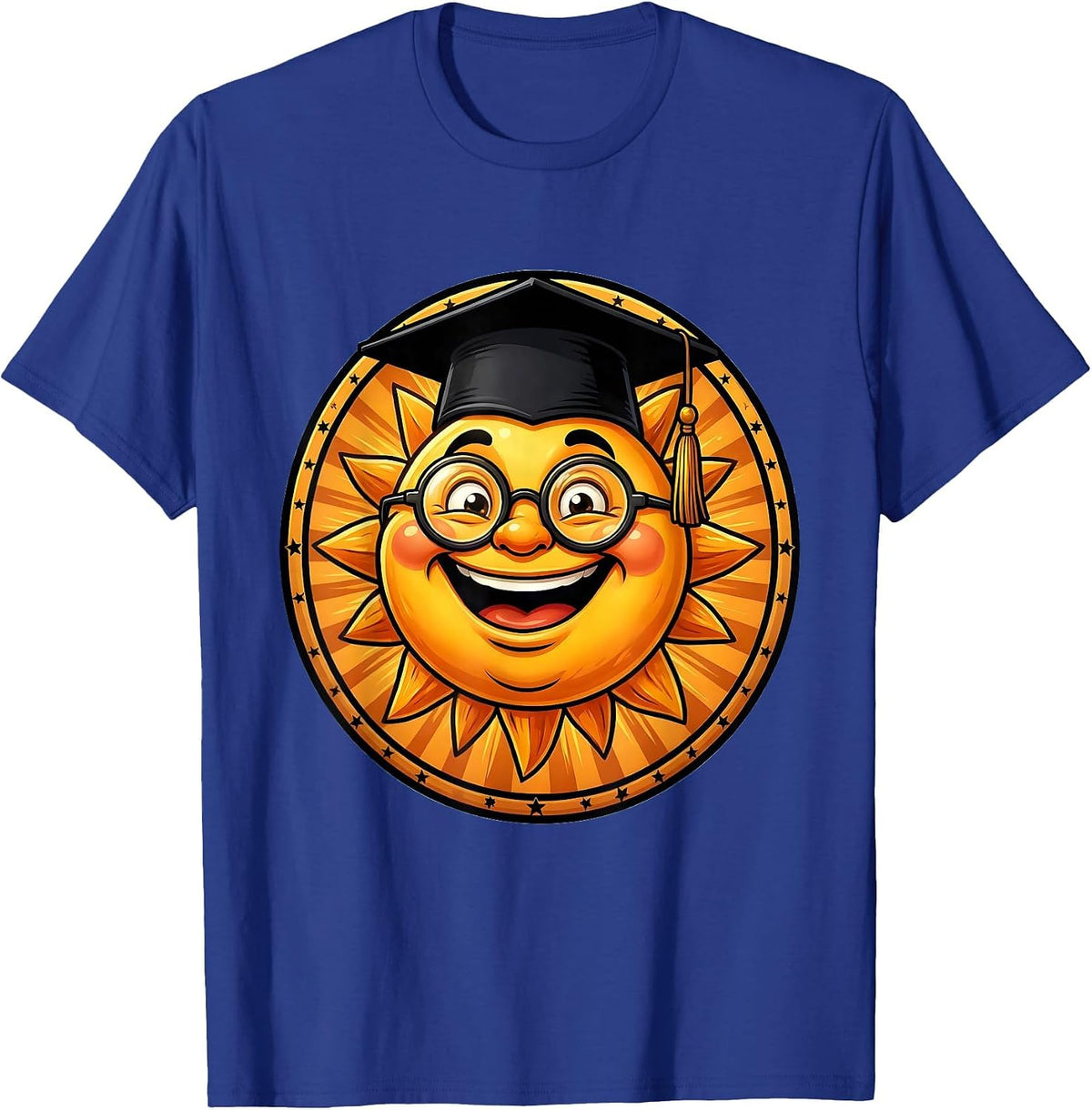 Third Grade Teacher Sun Graduation Cap Glasses T-Shirt - Royal Blue
