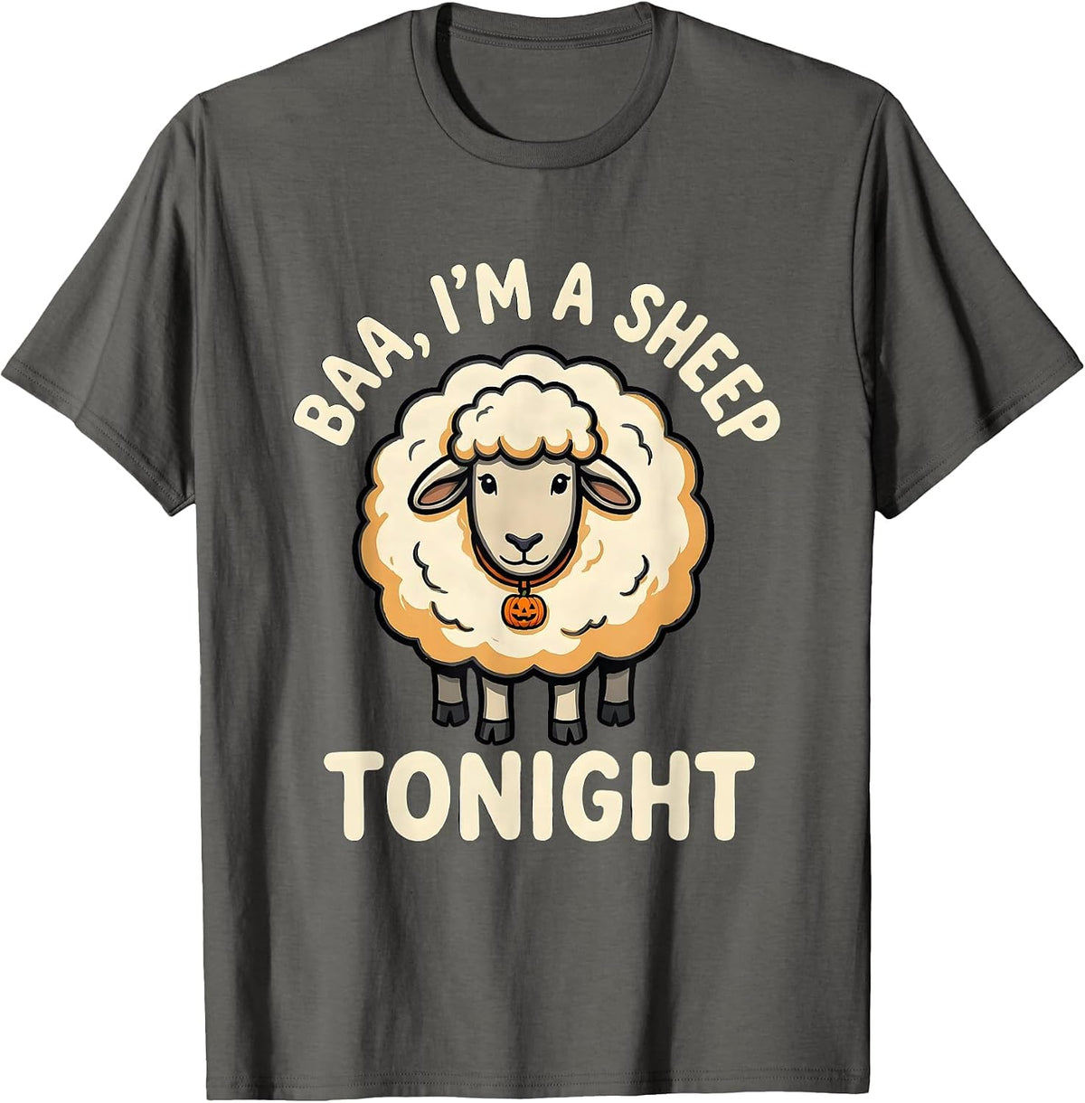 Baa I'm A Sheep Tonight Cartoon Halloween Costume T-Shirt - Asphalt Grey
