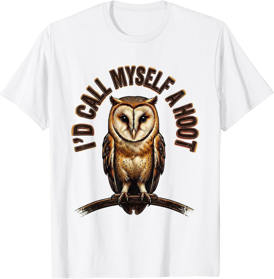 Men's I'd Call Myself A Hoot Vintage Owl Bird Lover Funny T-Shirt - White