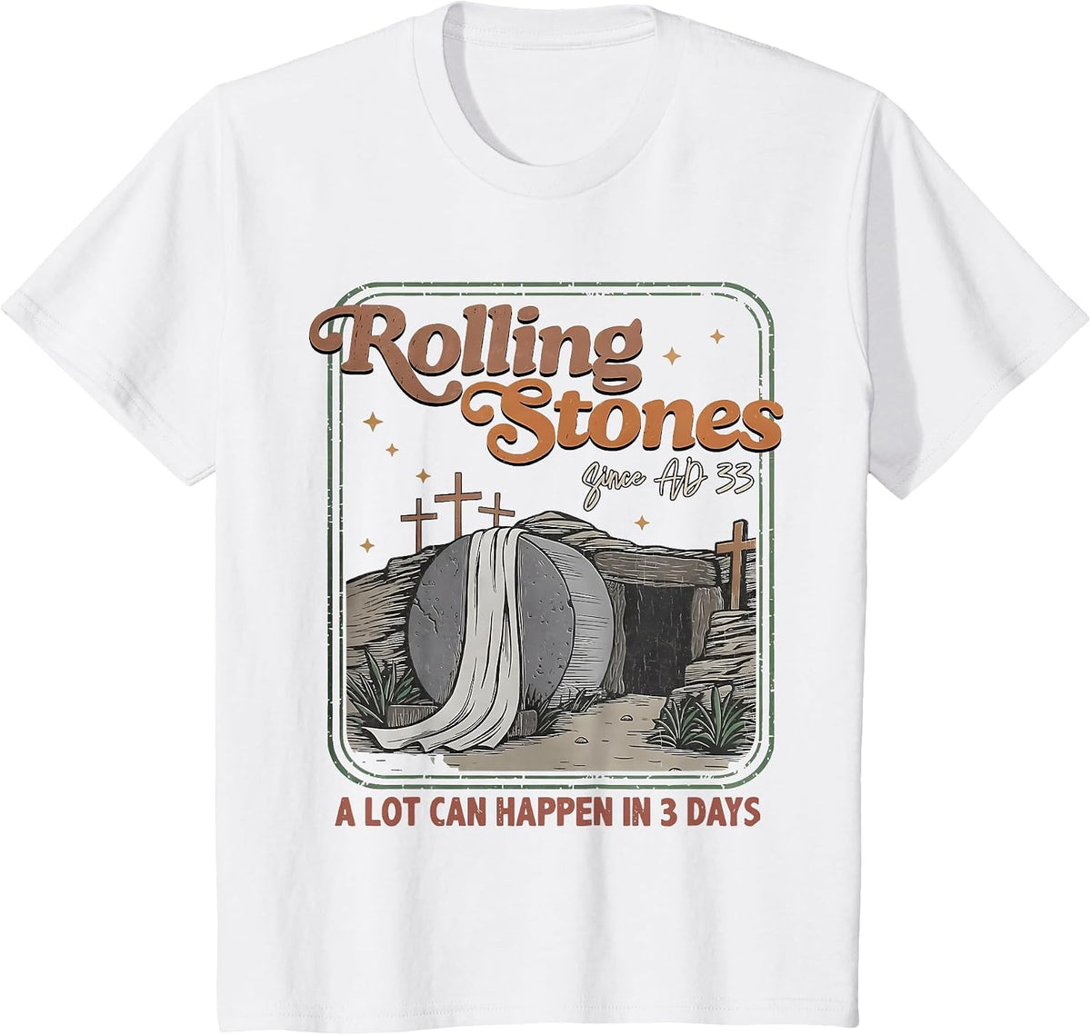 The Stone was Rolled Away He is Alive Retro Christian Easter T-Shirt - White