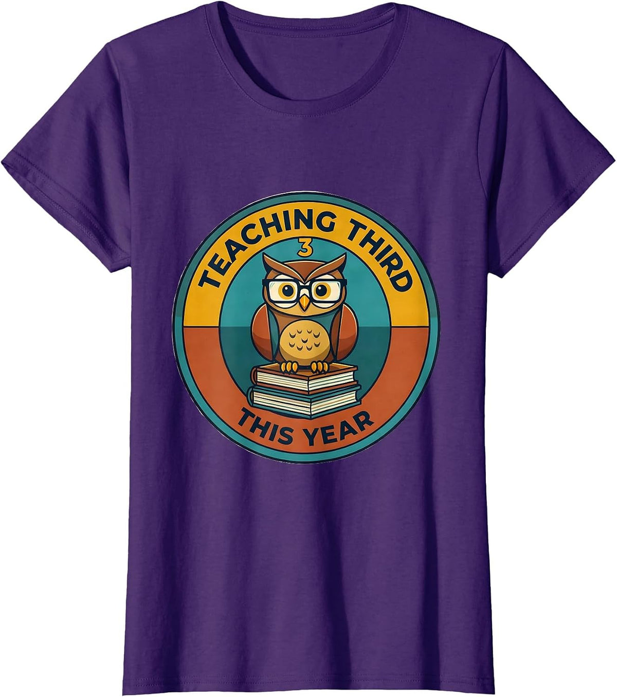 Women's Teaching Third This Year Midcentury Modern Teacher Grade T-Shirt - Purple