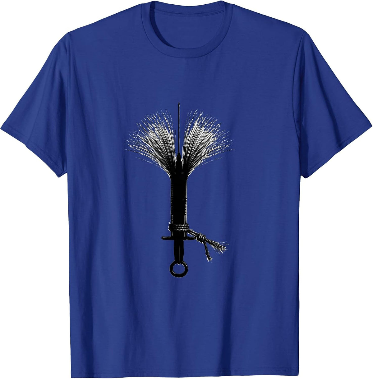 Men's Dental Syringe Witch Broom Minimalist Halloween Dentist T-Shirt - Royal Blue