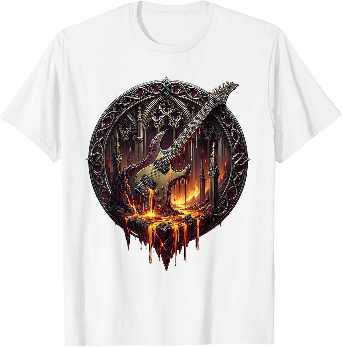 Men's Molten Guitar Strings Metal Music Graphic T-Shirt - White