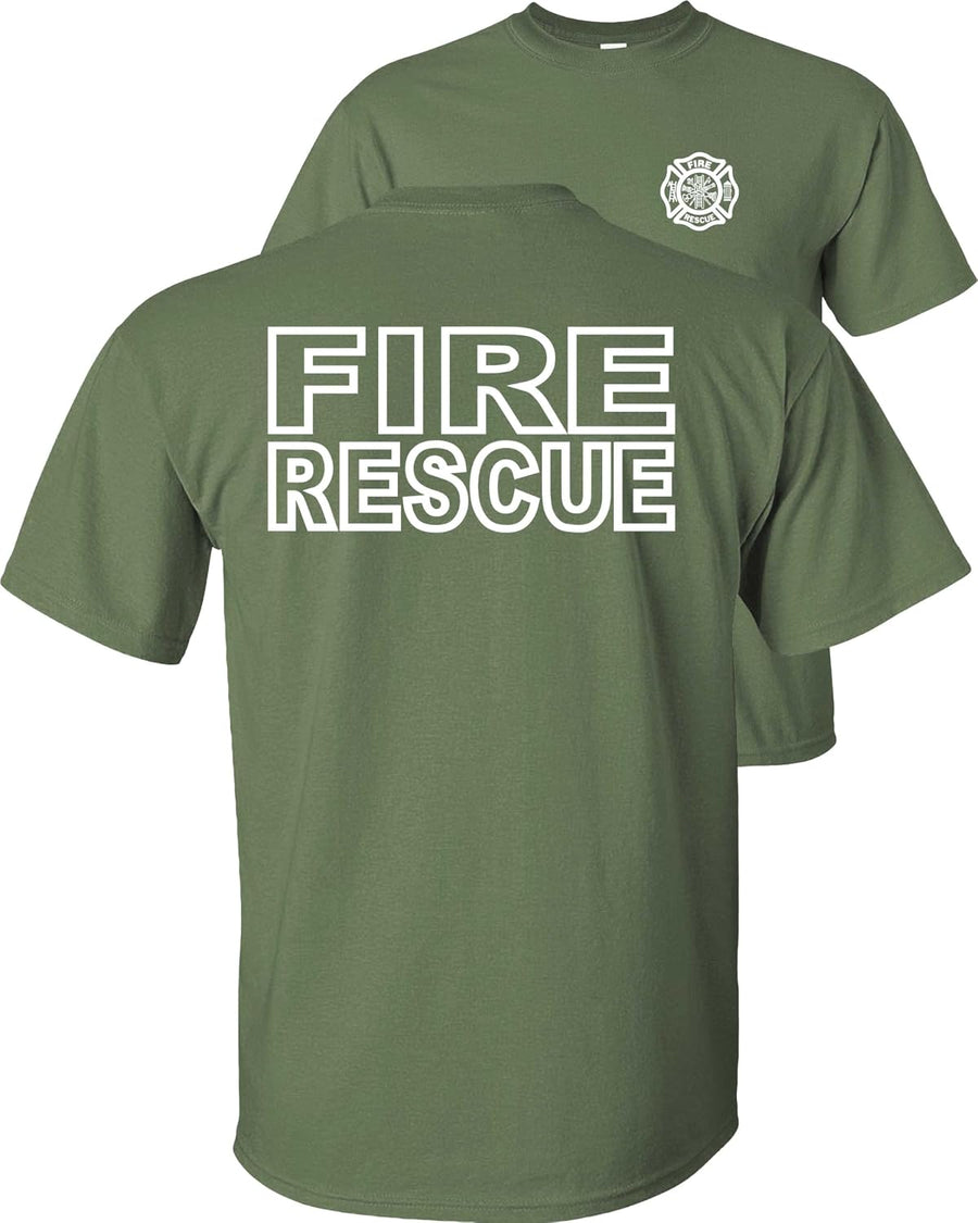 Fire Rescue T-Shirt-Military Green-L - As Pictured