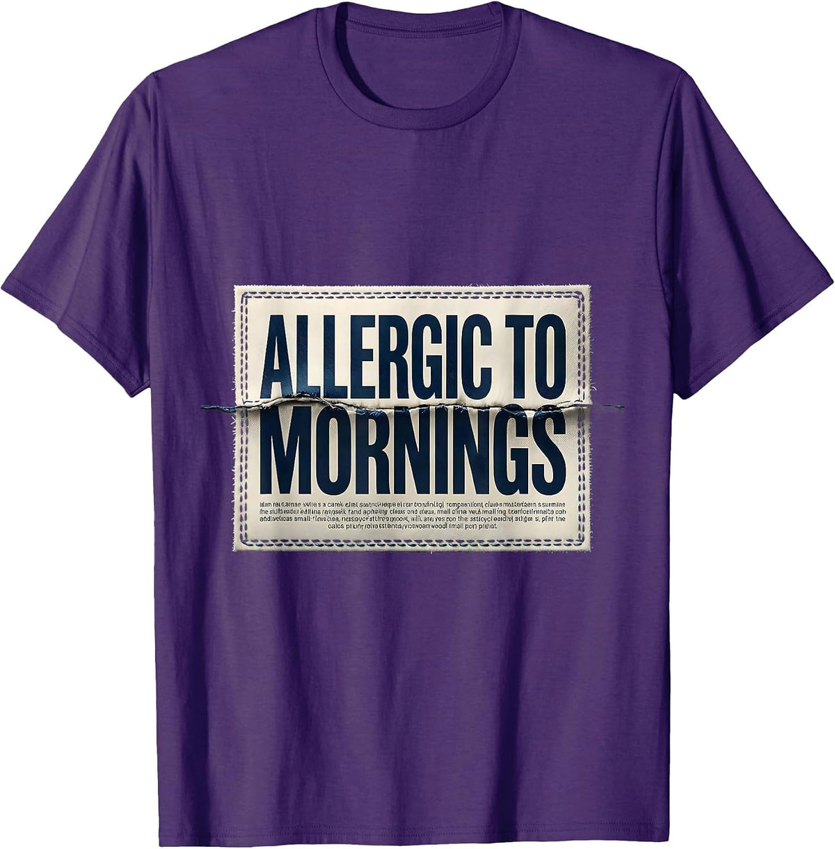 Allergic To Mornings Funny Anti-Morning Design T-Shirt - Purple