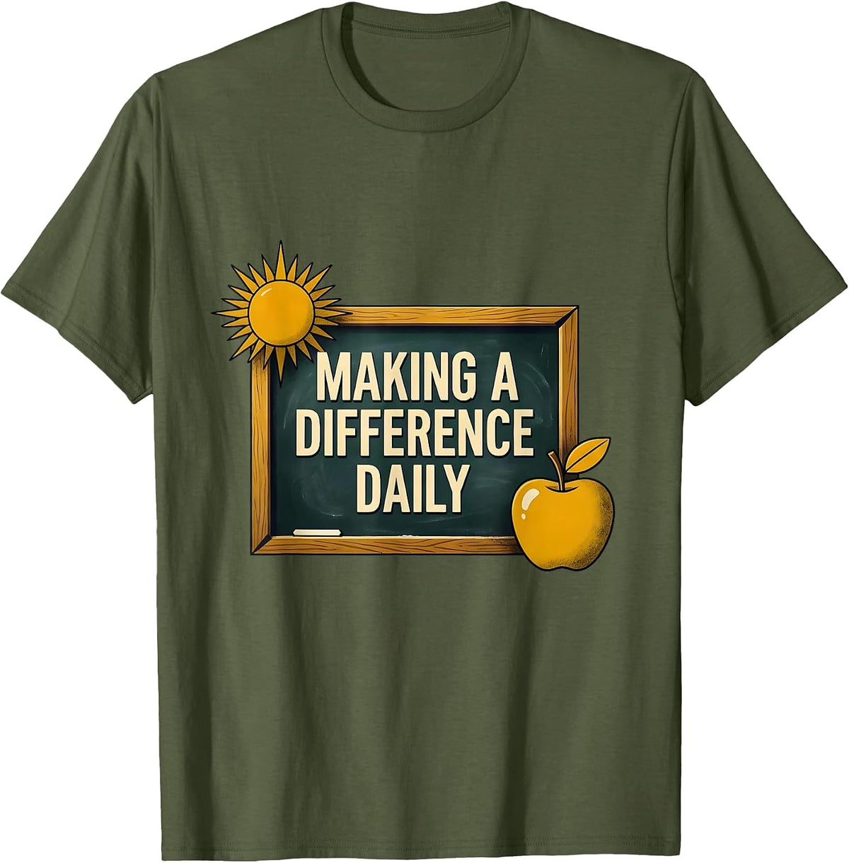 Men's Making a Difference Daily Inspirational Design T-Shirt - Olive Green