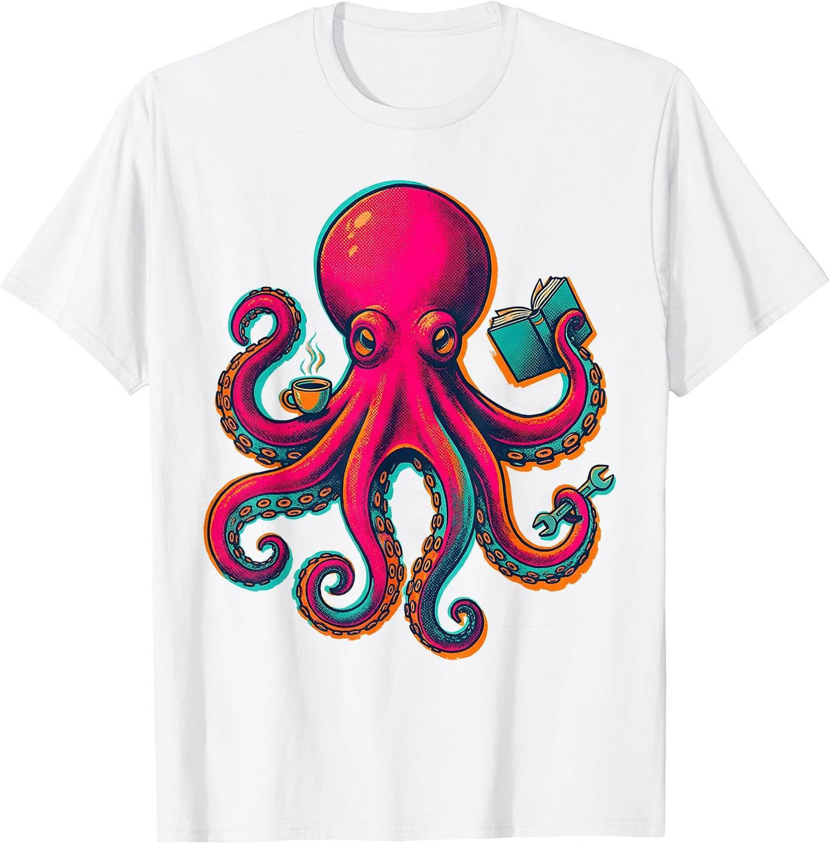 Men's Octopus Retro Vintage Marine Biology Ocean Lover T-Shirt - White
