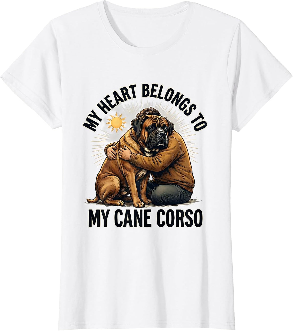 My Heart Belongs To My Cane Corso Funny Dog Owner Breed T-Shirt - White