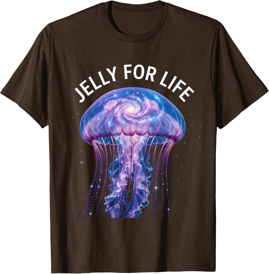 Jelly For Life Jellyfish Ocean Lover Design T-Shirt - Brown