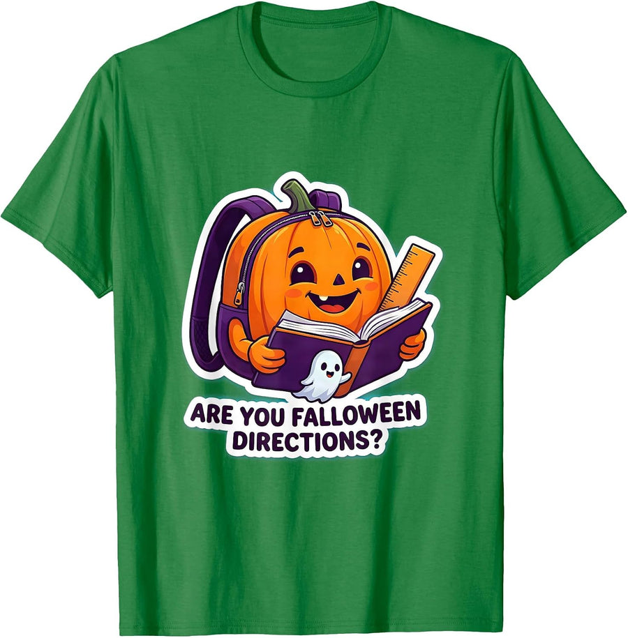 Men's Are You Falloween Directions Funny Teacher Halloween Ghost T-Shirt - Kelly Green