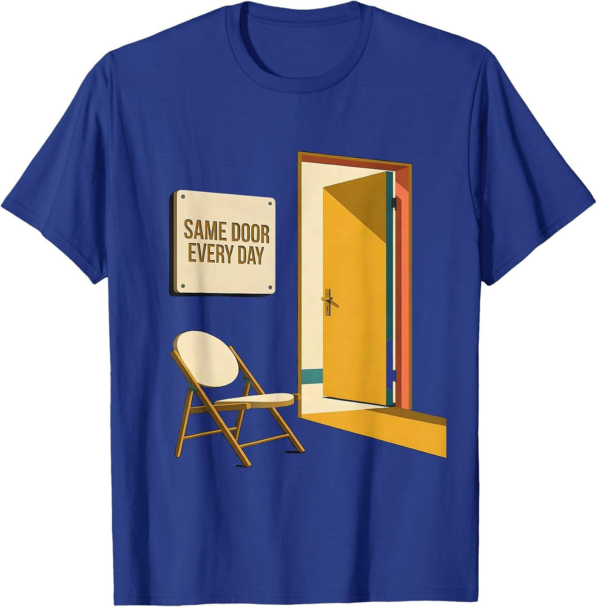 Men's Same Door Every Day Midcentury Modern Social Worker Advocacy T-Shirt - Royal Blue